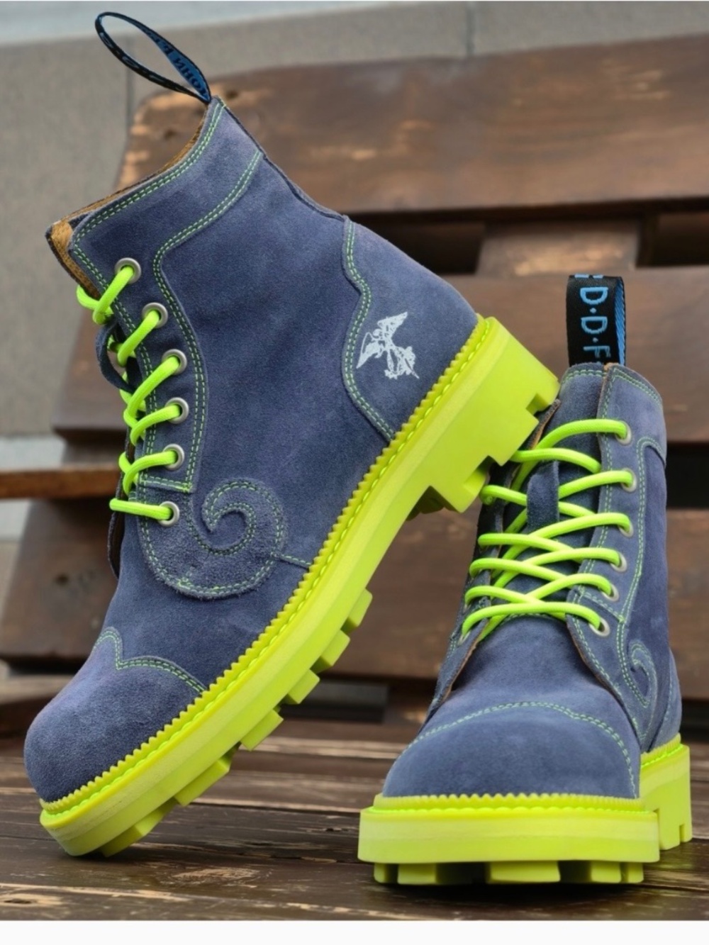 Blue suede derby limited edition boots